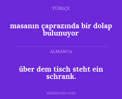 über dem tisch steht ein schrank. - masanın çaprazında bir dolap bulunuyor