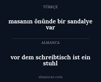 vor dem schreibtisch ist ein stuhl - masanın önünde bir sandalye var