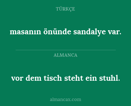 masanın önünde sandalye var. - vor dem tisch steht ein stuhl.