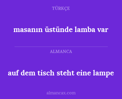 masanın üstünde lamba var - auf dem tisch steht eine lampe