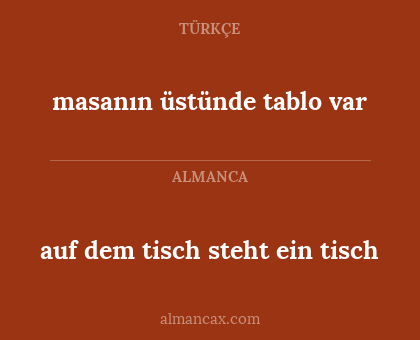 masanın üstünde tablo var - auf dem tisch steht ein tisch