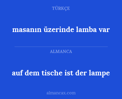 masanın üzerinde lamba var - auf dem tische ist der lampe