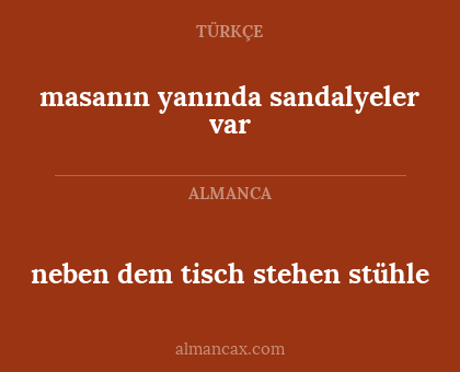 neben dem tisch stehen stühle - masanın yanında sandalyeler var