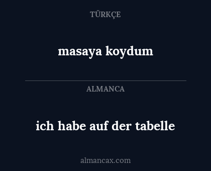 masaya koydum - ich habe auf der tabelle