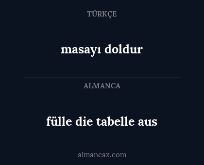 masayı doldur - fülle die tabelle aus