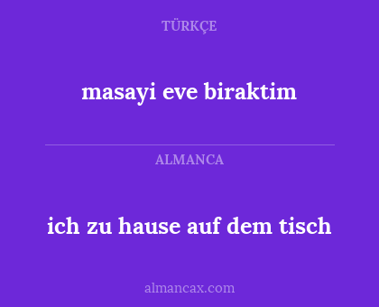 masayi eve biraktim - ich zu hause auf dem tisch
