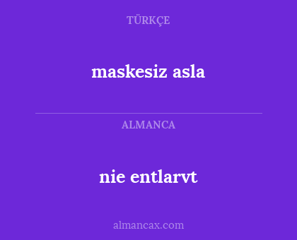 nie entlarvt - maskesiz asla