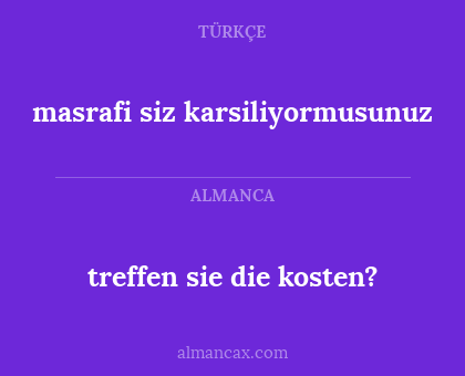 masrafi siz karsiliyormusunuz - treffen sie die kosten?