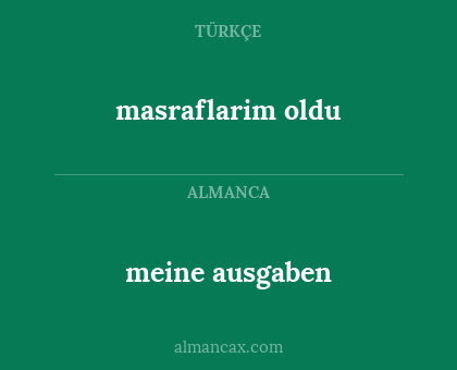 masraflarim oldu - meine ausgaben