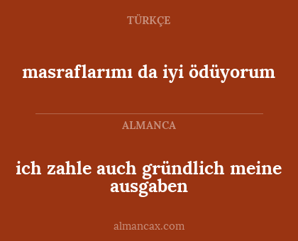 masraflarımı da iyi ödüyorum - ich zahle auch gründlich meine ausgaben