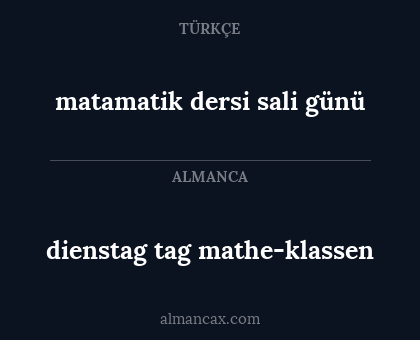 dienstag tag mathe-klassen - matamatik dersi sali günü