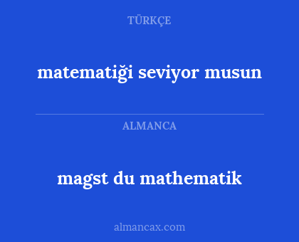 magst du mathematik - matematiği seviyor musun