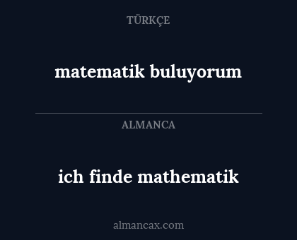 ich finde mathematik - matematik buluyorum