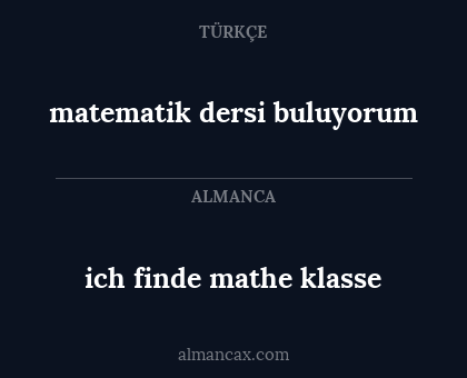 ich finde mathe klasse - matematik dersi buluyorum