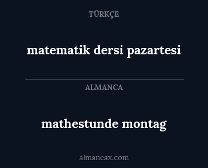mathestunde montag - matematik dersi pazartesi