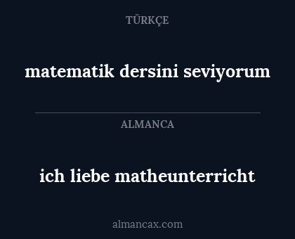 ich liebe matheunterricht - matematik dersini seviyorum