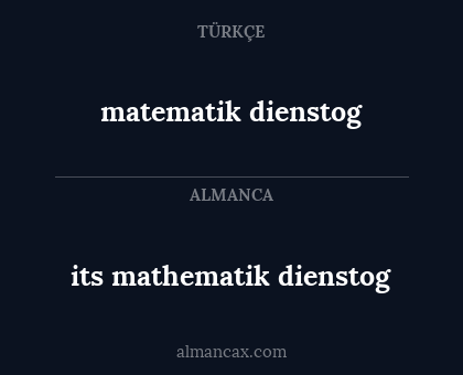 matematik dienstog - its mathematik dienstog