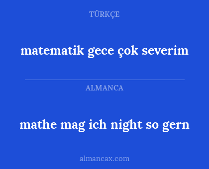 matematik gece çok severim - mathe mag ich night so gern