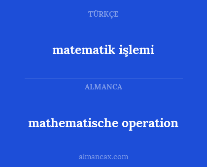 mathematische operation - matematik işlemi