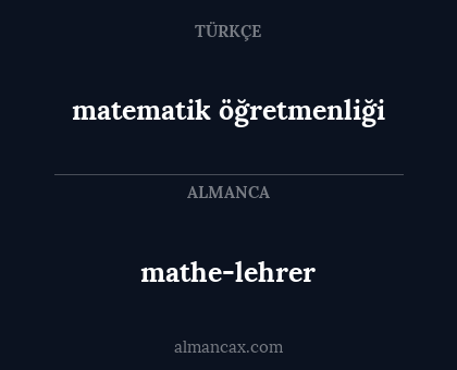 mathe-lehrer - matematik öğretmenliği