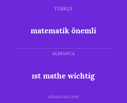 matematik önemli - ıst mathe wichtig
