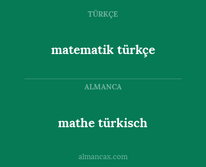 mathe türkisch - matematik türkçe