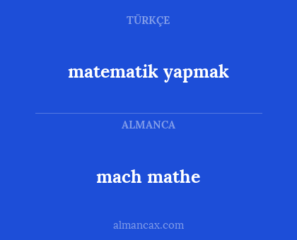mach mathe - matematik yapmak