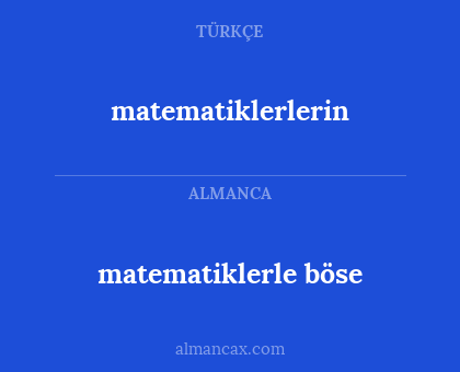 matematiklerlerin - matematiklerle böse