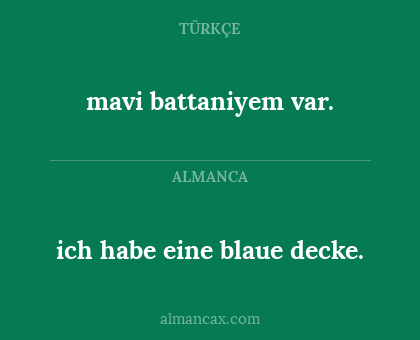 ich habe eine blaue decke. - mavi battaniyem var.