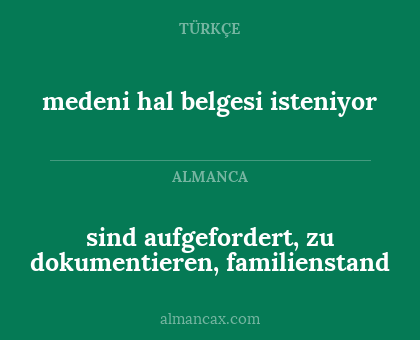 sind aufgefordert, zu dokumentieren, familienstand - medeni hal belgesi isteniyor