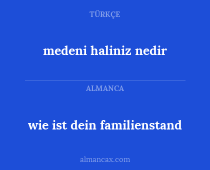 wie ist dein familienstand - medeni haliniz nedir
