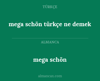mega schön - mega schön türkçe ne demek