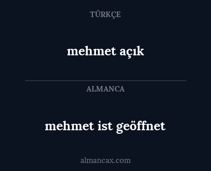 mehmet ist geöffnet - mehmet açık