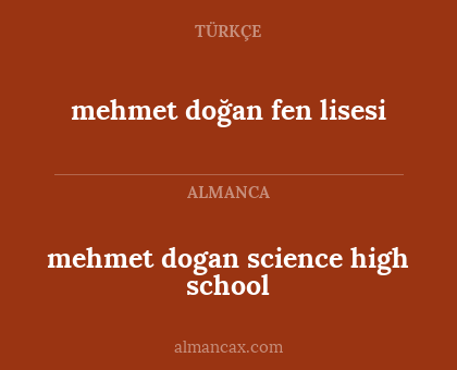 mehmet doğan fen lisesi - mehmet dogan science high school