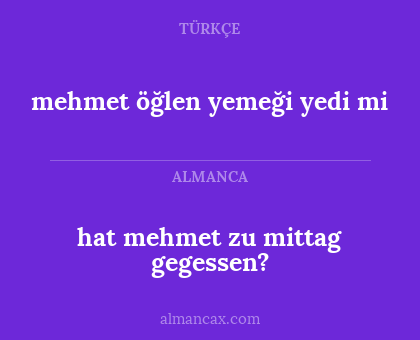 mehmet öğlen yemeği yedi mi - hat mehmet zu mittag gegessen?