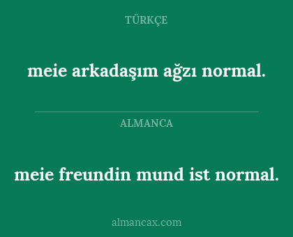 meie freundin mund ist normal. - meie arkadaşım ağzı normal.