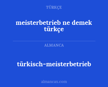 türkisch-meisterbetrieb - meisterbetrieb ne demek türkçe
