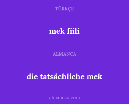 die tatsächliche mek - mek fiili