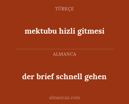 der brief schnell gehen - mektubu hizli gitmesi
