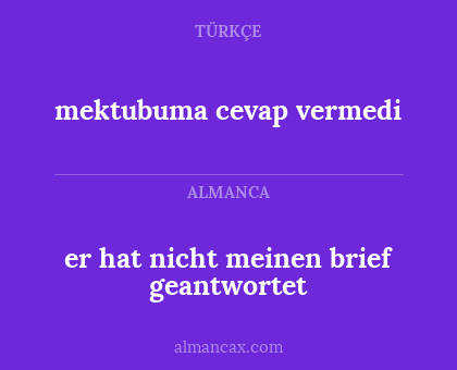 er hat nicht meinen brief geantwortet - mektubuma cevap vermedi