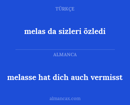 melasse hat dich auch vermisst - melas da sizleri özledi