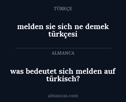 melden sie sich ne demek türkçesi - was bedeutet sich melden auf türkisch?