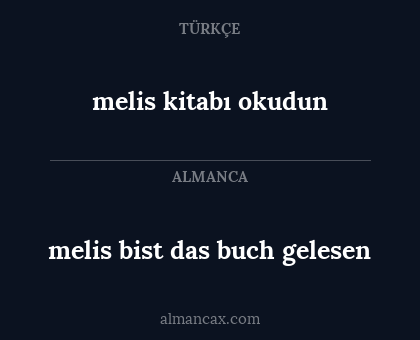 melis bist das buch gelesen - melis kitabı okudun