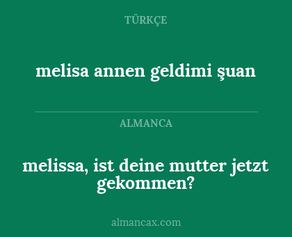 melisa annen geldimi şuan - melissa, ist deine mutter jetzt gekommen?