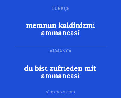 memnun kaldinizmi ammancasi - du bist zufrieden mit ammancasi