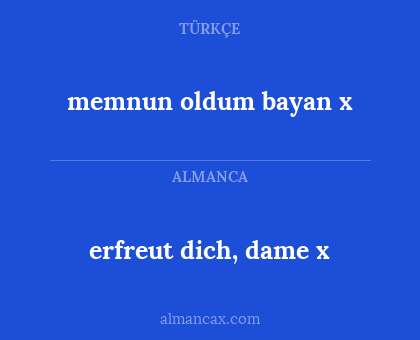 memnun oldum bayan x - erfreut dich, dame x