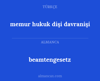 beamtengesetz - memur hukuk dişi davranişi