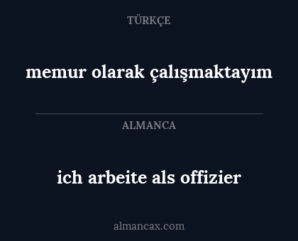 memur olarak çalışmaktayım - ich arbeite als offizier