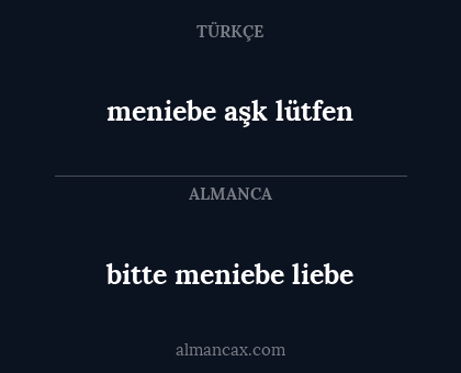 bitte meniebe liebe - meniebe aşk lütfen