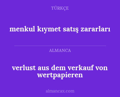 menkul kıymet satış zararları - verlust aus dem verkauf von wertpapieren